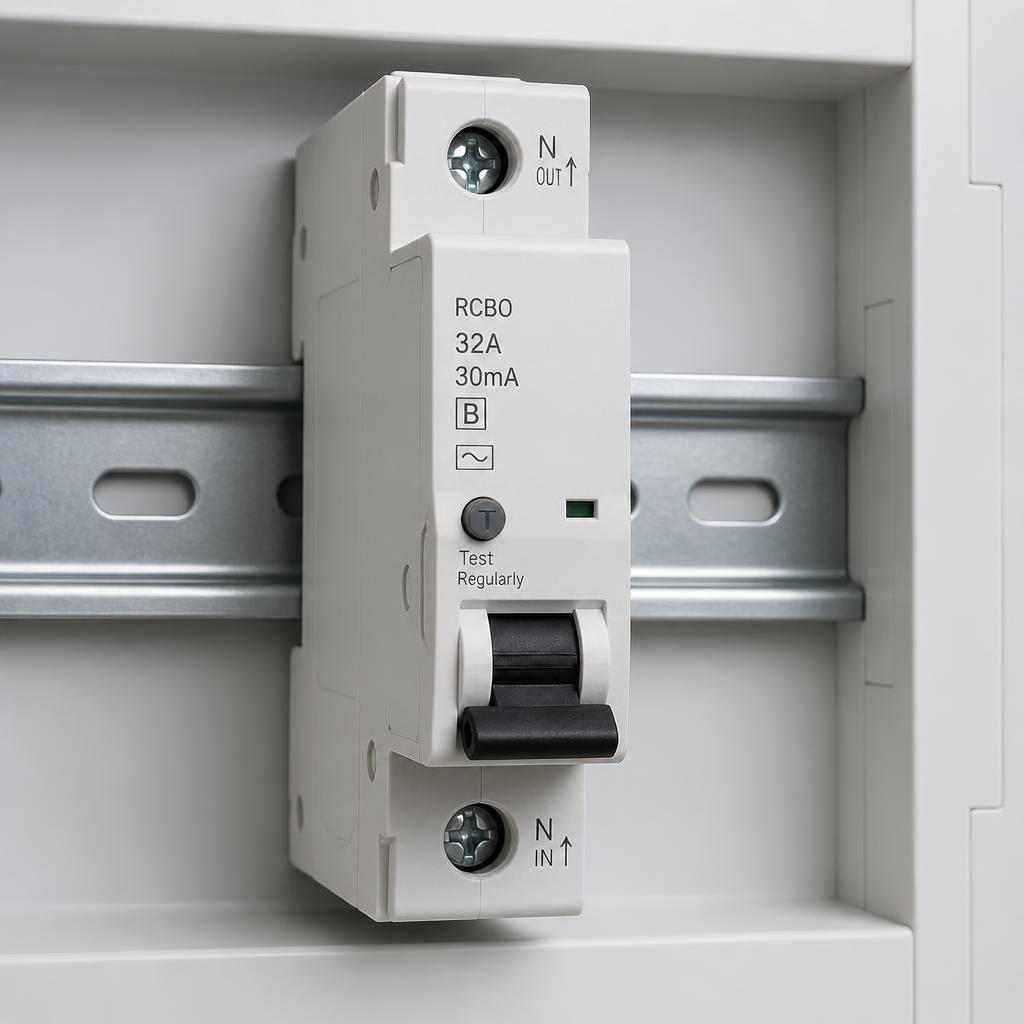 Modern single-module RCBO combined circuit breaker with test button
