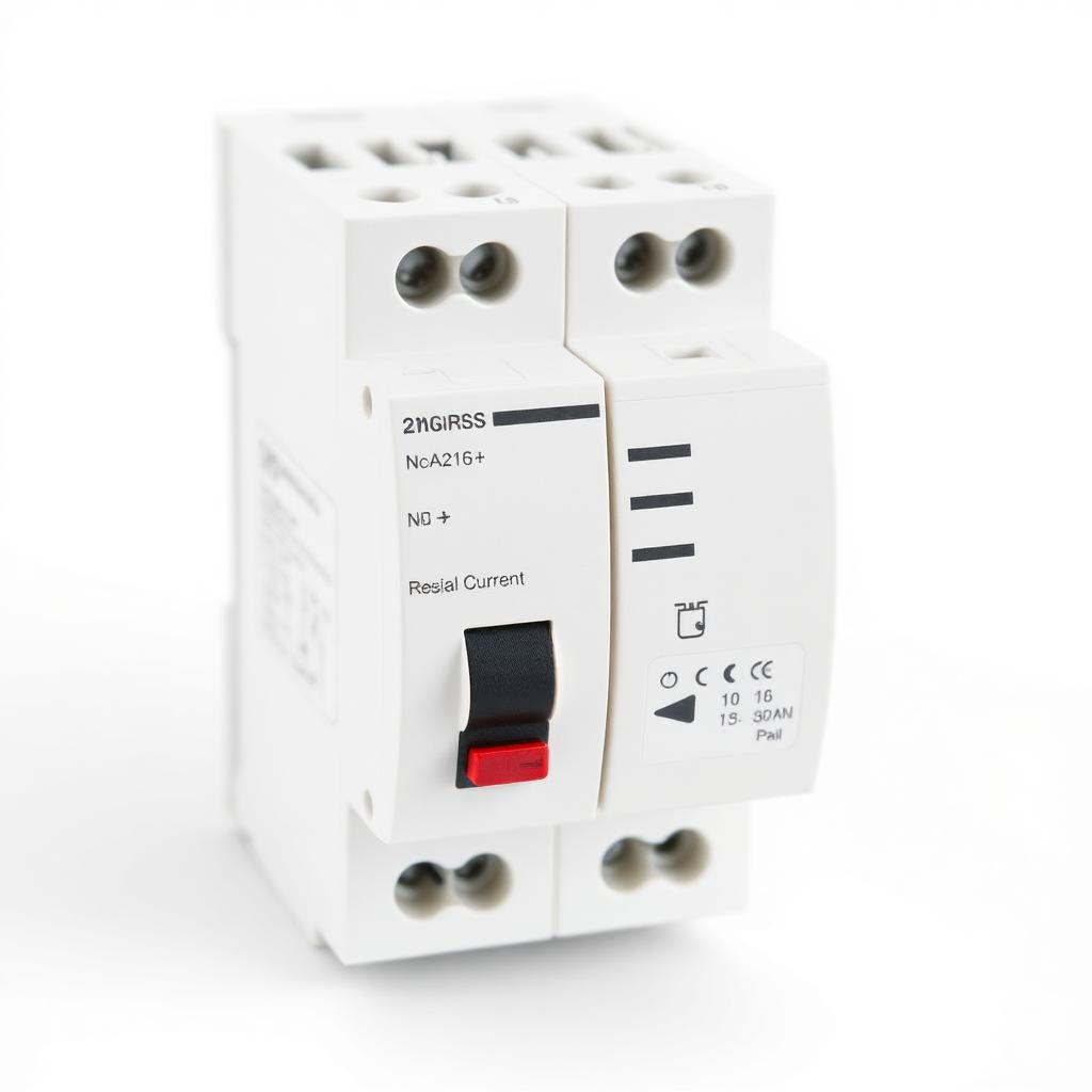 Modern white residual current device with test button